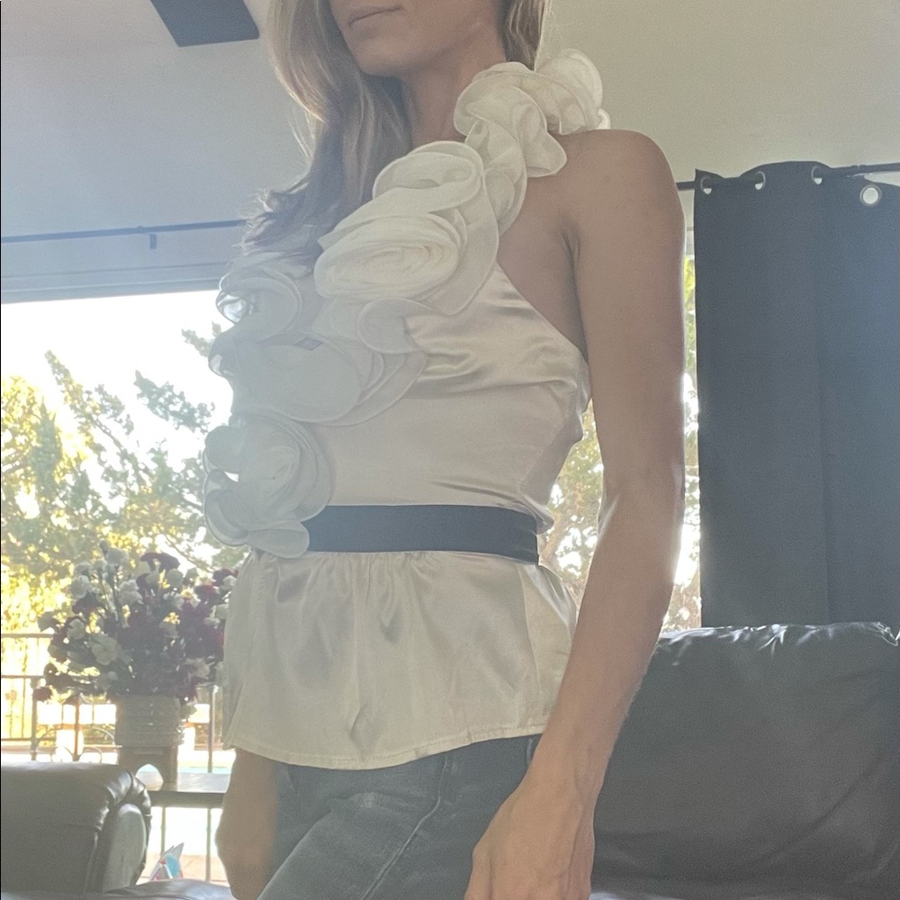 BEBE SHIRT - Size XXS - Ivory + Black - Never Worn